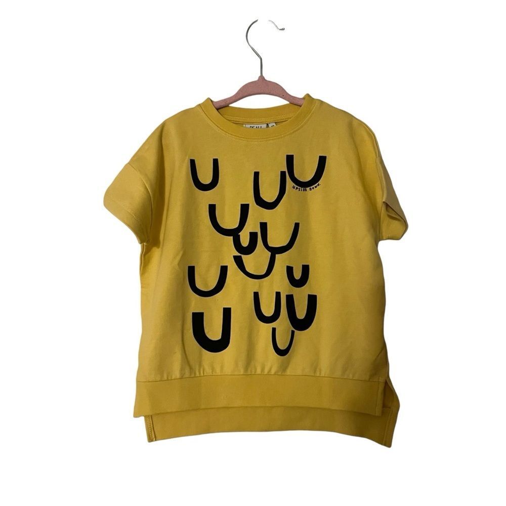 Beau Loves Yellow Upside Down Short Sleeve Pullover Sweater Size 2 3 NWT